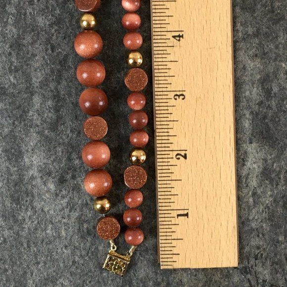 Double strand goldstone necklace - vintage costume jewelry - Picture 4 of 4